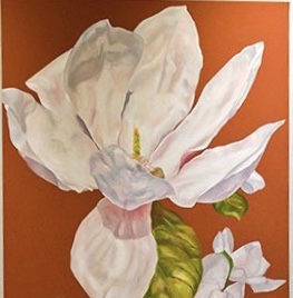 Pink Magnolia on Red