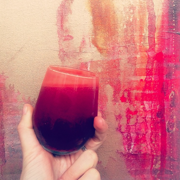 Orange, beet, turmeric, lemon, ginger magic recipe by yours truly + b eautiful artwork by Flora Bowley.