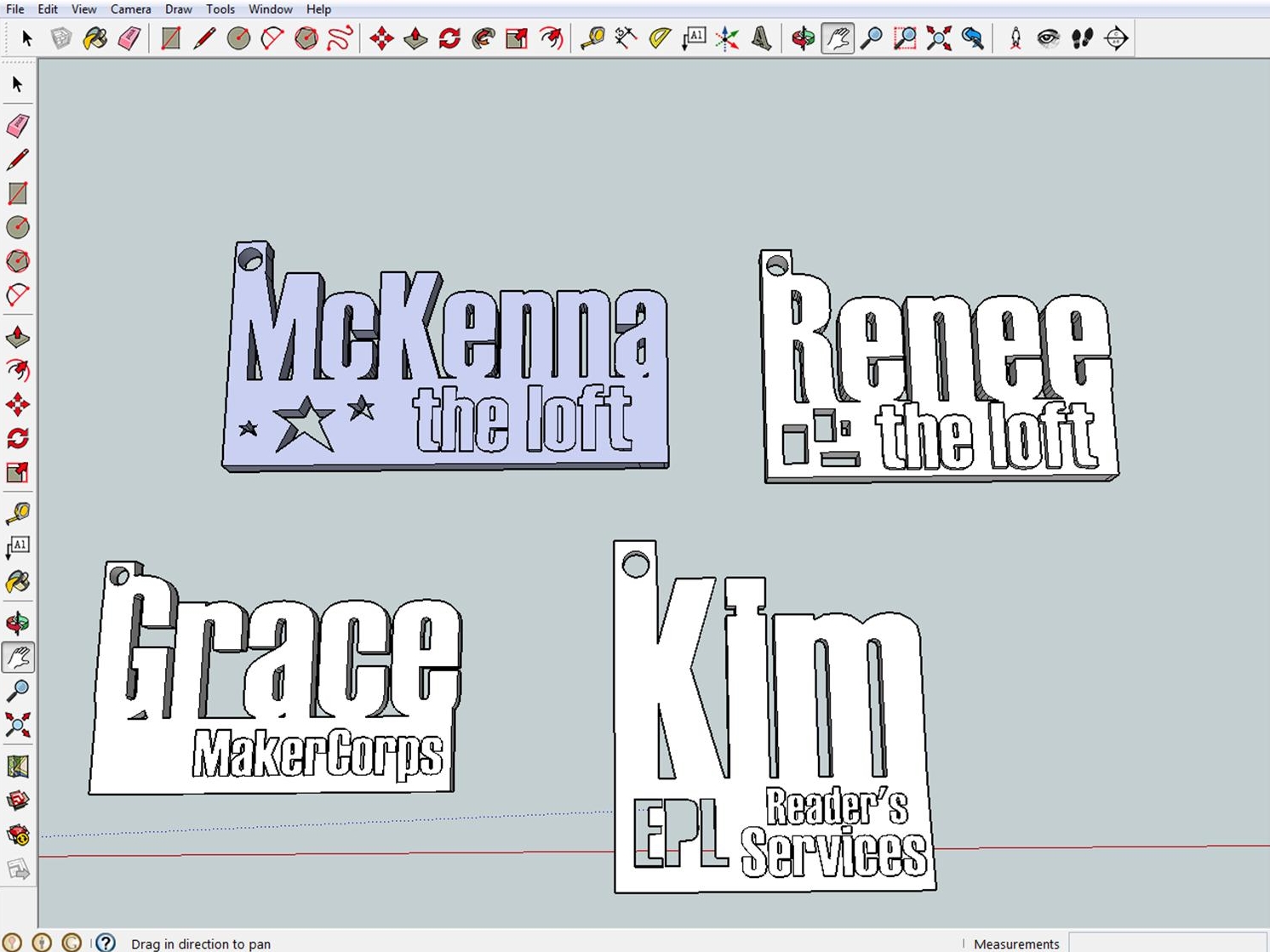 Nametags made in SketchUp