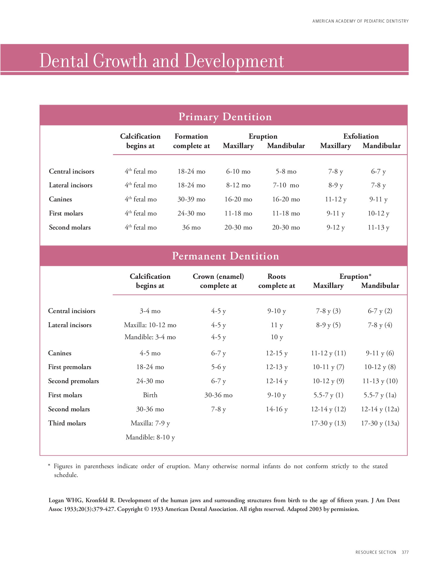 Kids Dental Chart