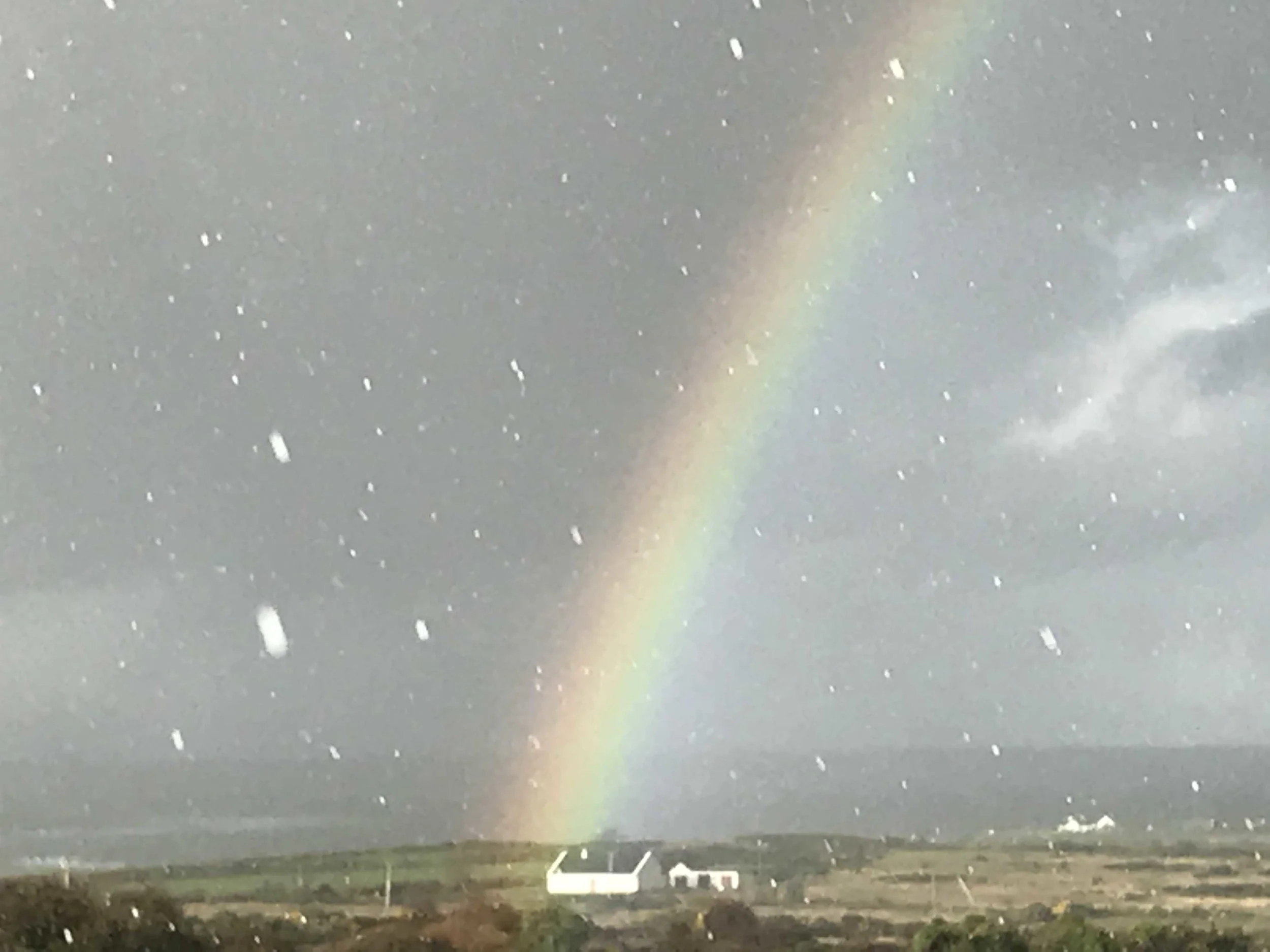 Rainbow and a hail storm!