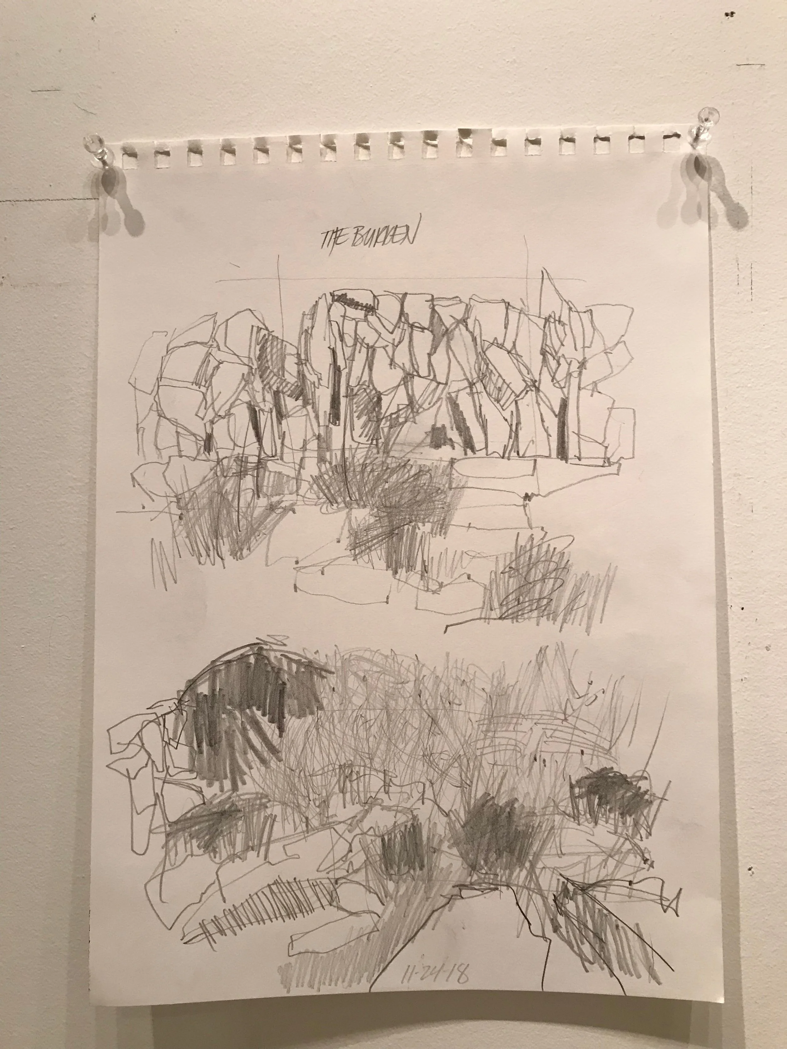 A sketch while sitting at a wall