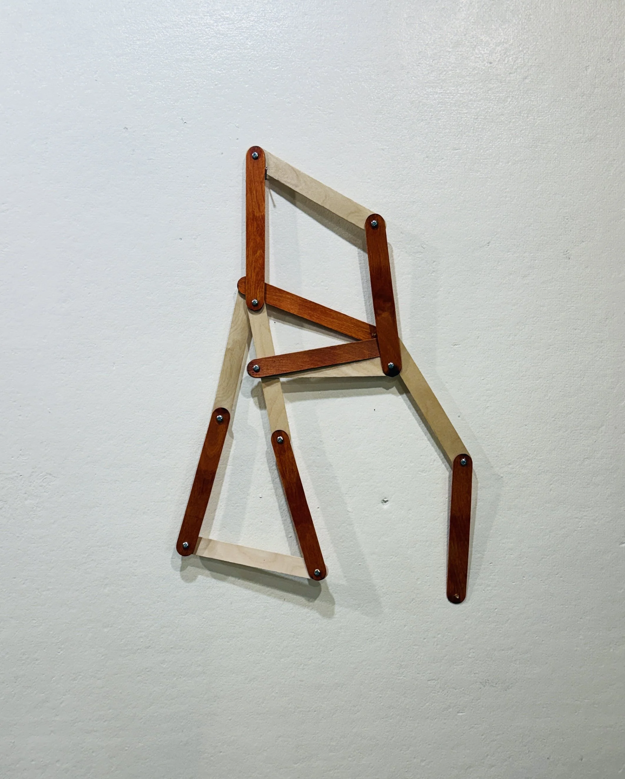 Untitled / paint sticks, stain, screws & bolts / 21 x 15 x 1 inches