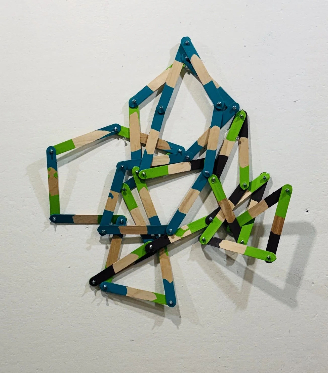 Nesting 3 / paint sticks, house paint, screws & bolts / 27 x 27 x 3 inches
