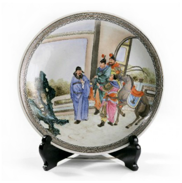 Large plate with a tributary scene, early 20th century