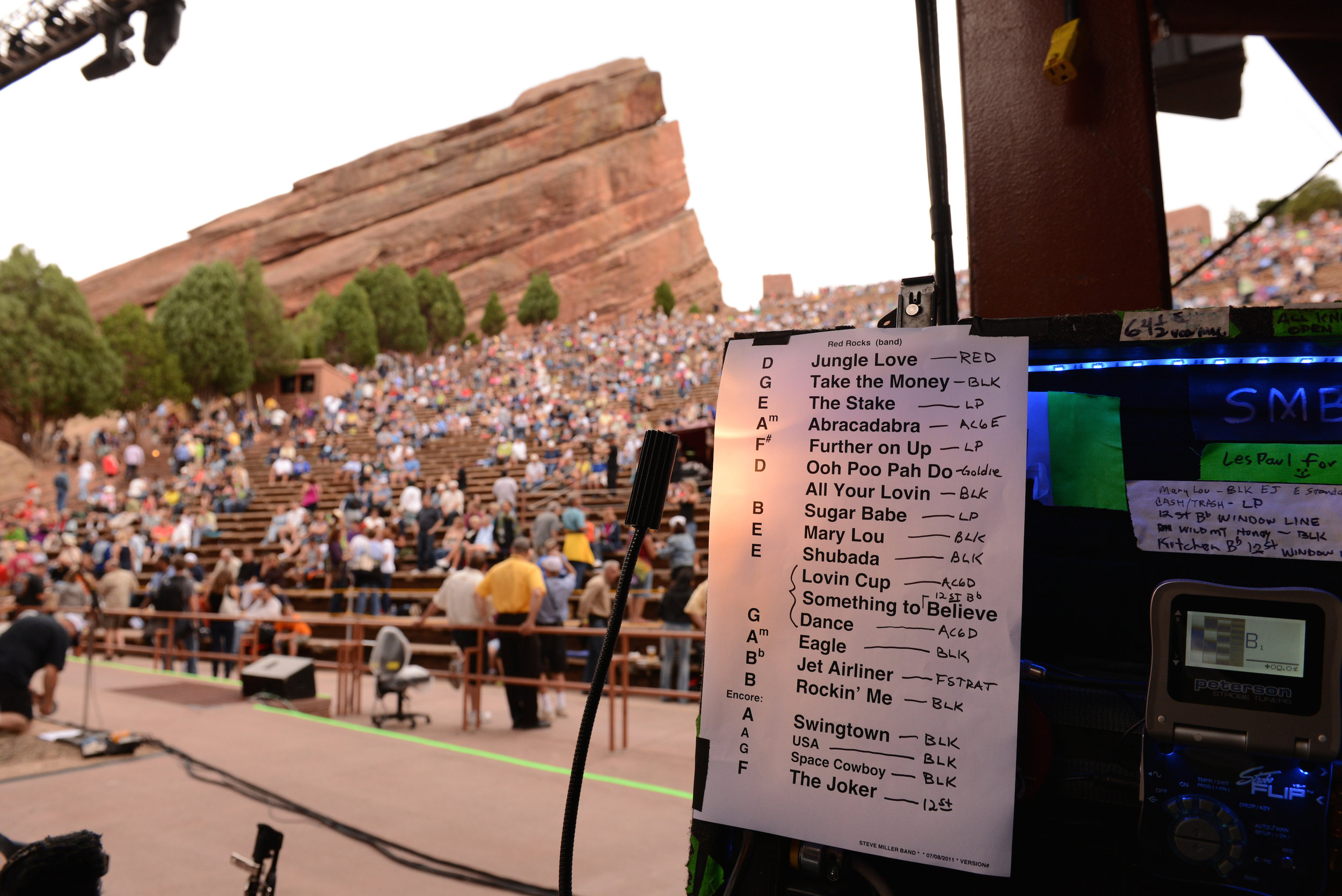 WATT CASEY JR  Red Rocks, in the mountains west of Denver, Steve Miller Band concert 8-4-13.  Color photograph.   Courtesy of the artist. 