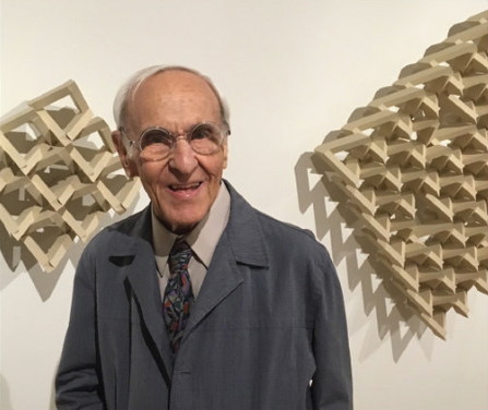 George Grammar, the last living artist of the Fort Worth Circle, at the OJAC during the opening of Texas Moderns : Bill Bomar on September 16, 2017. 