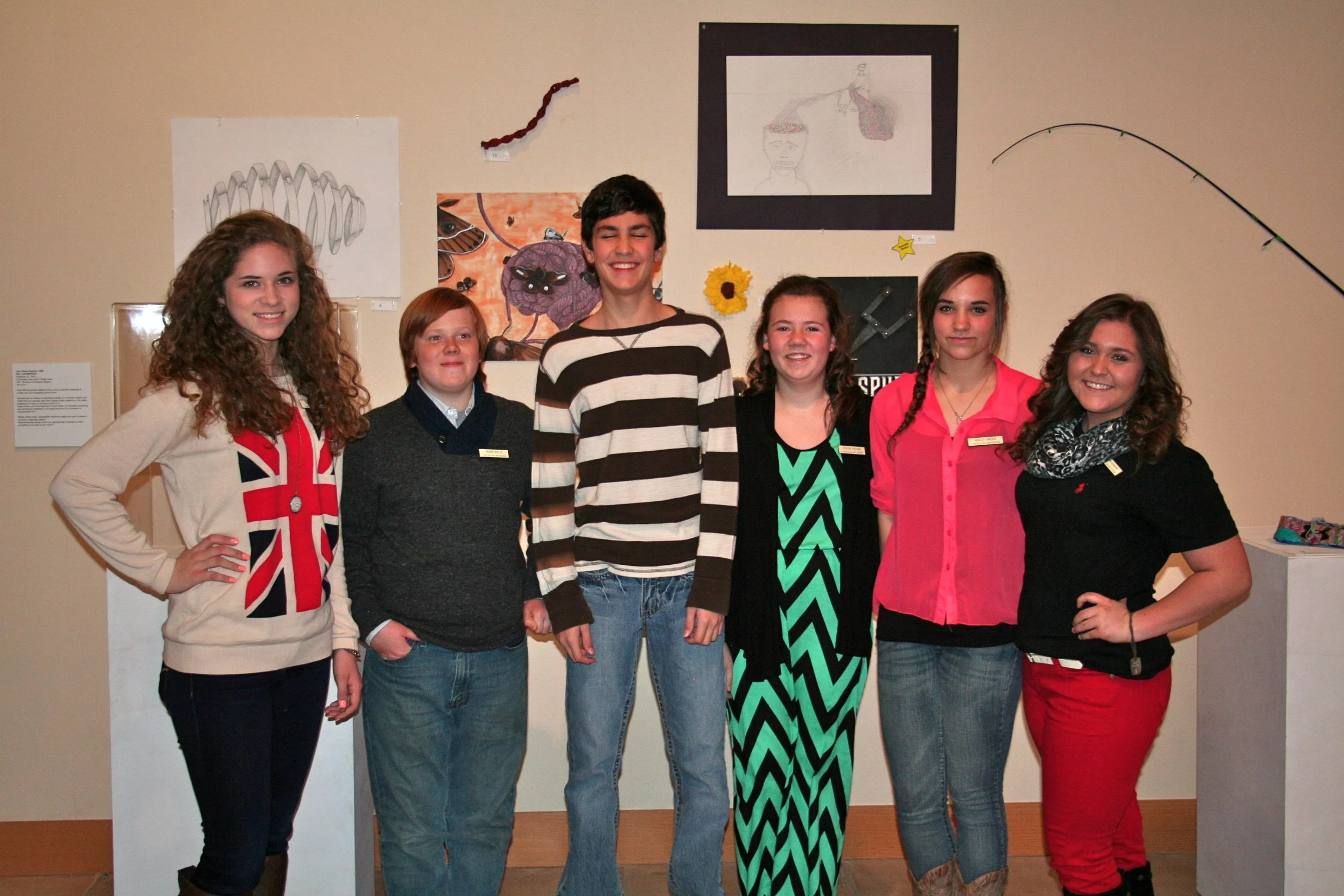 Junior Docents at Student Art Show - Savannah Perez, Henry Kelly, Kelton Parker, Chloe Fields, Bailey Green, Tatum Calhoun, 2012