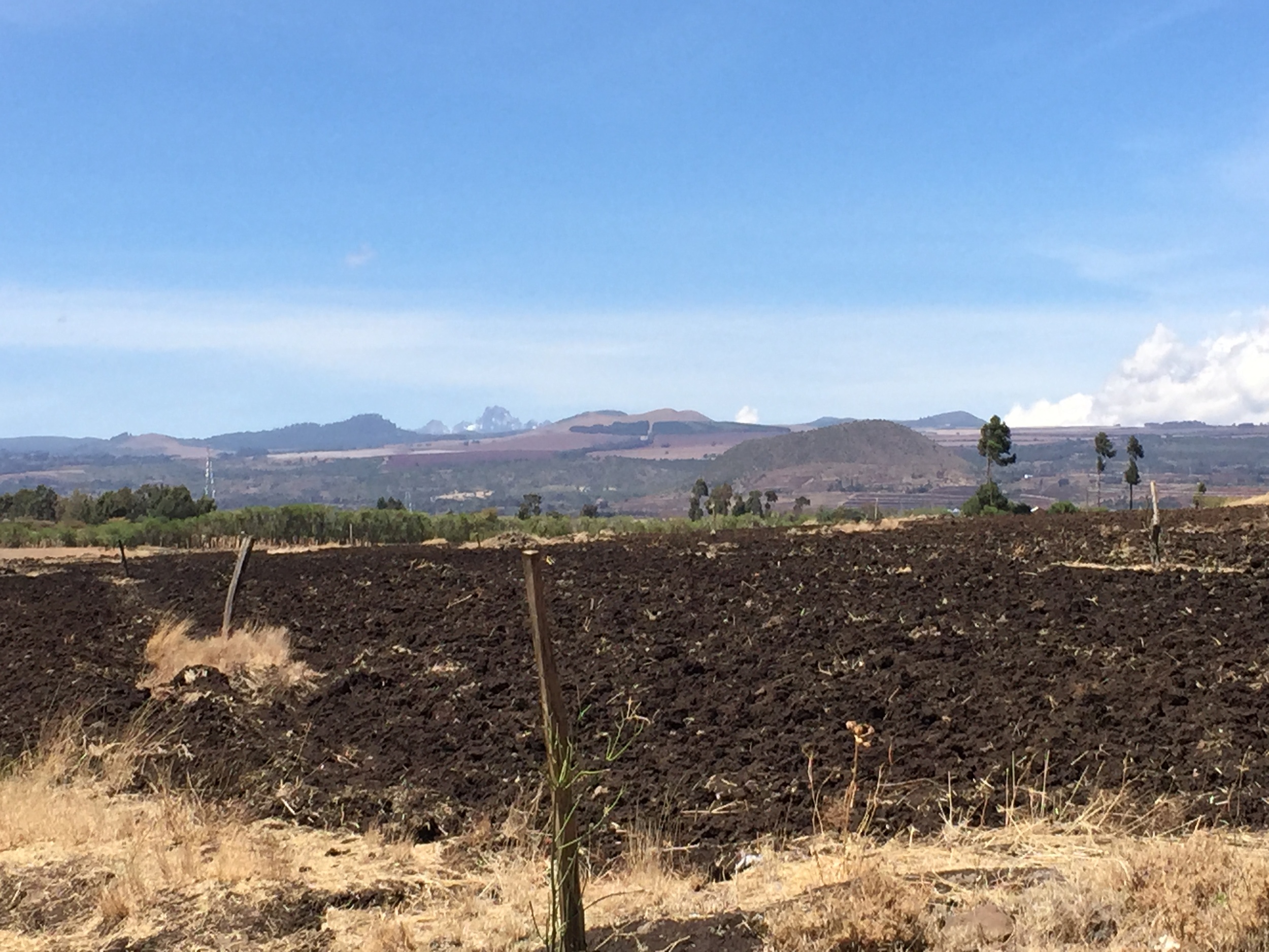 On our way to the outreach in Ntumburi. That's Mount Kenya in the background. 