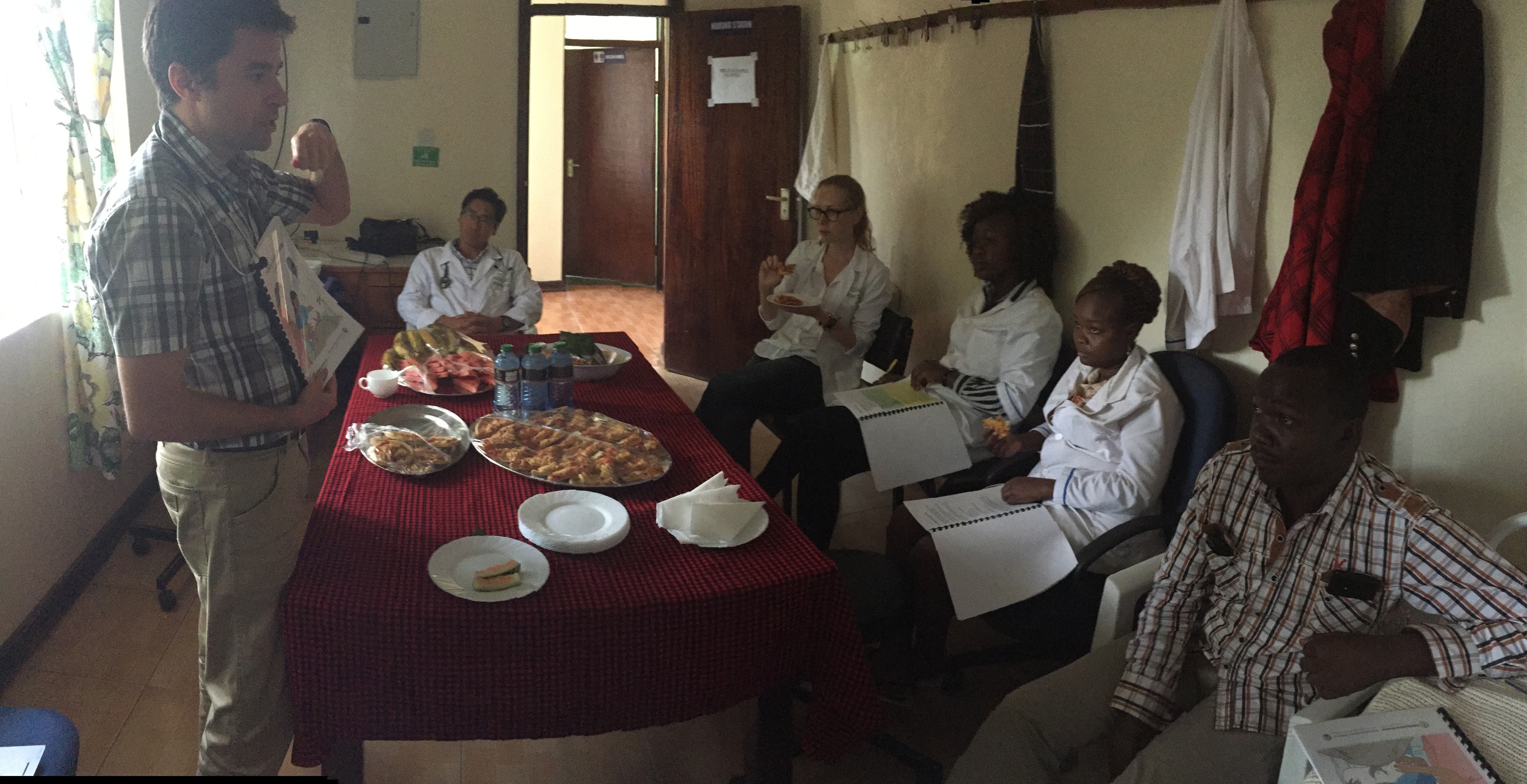  Dr. Michael teaching a course on Helping Babies Breathe to the Fluorspar staff.&nbsp; 