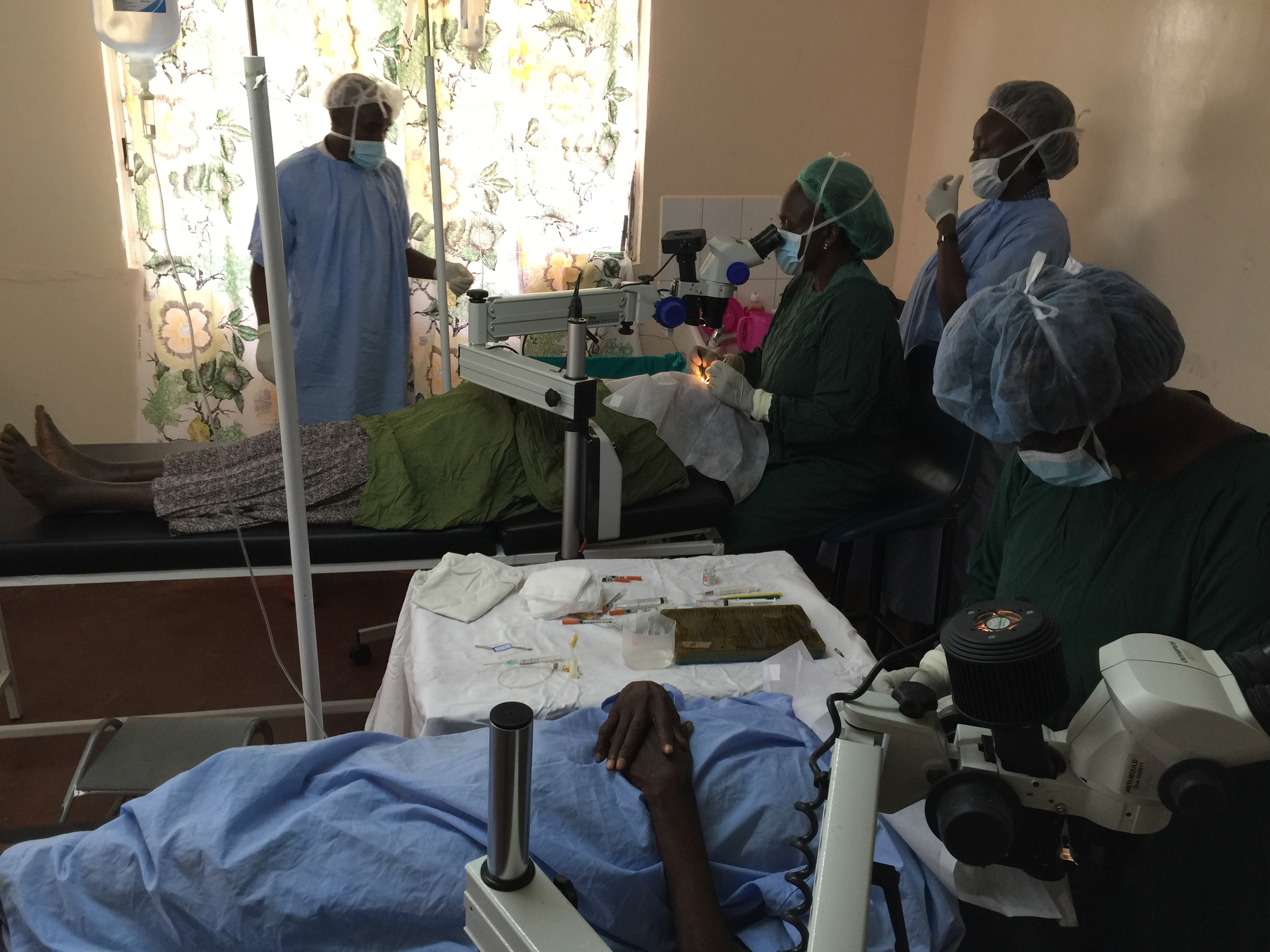 Cataract surgeries being conducted at the Fluorspar Clinic. They will perform 40 surgeries in 2 days. 