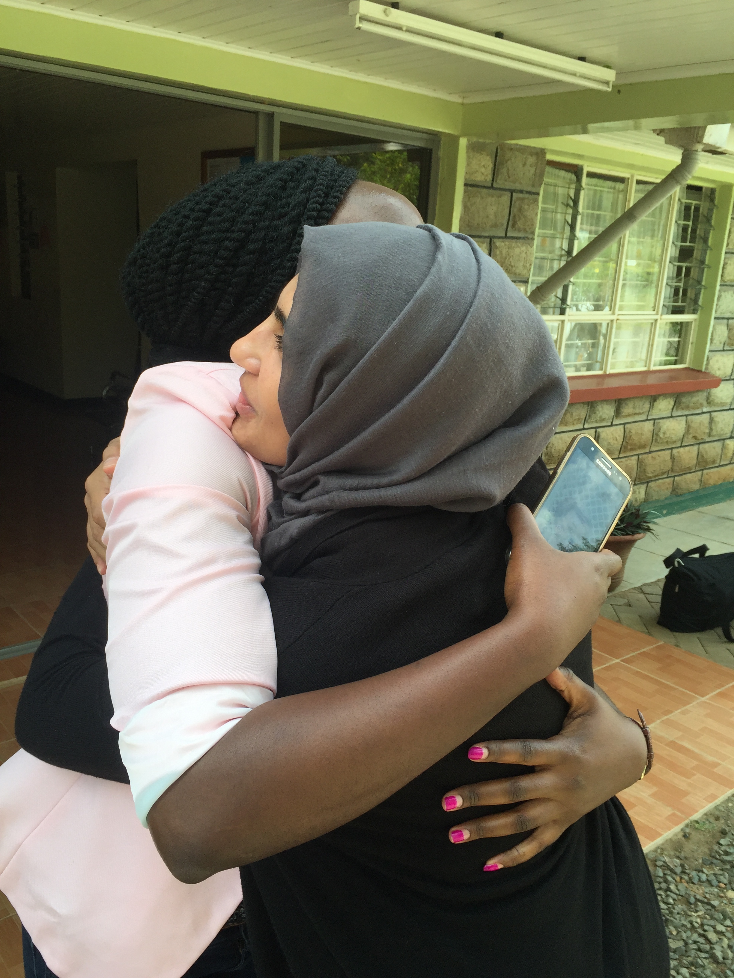 Jemimah and Dr. Sidiqa saying a sad goodbye. They've worked together very closely over the last 2 years as Jemimah was being trained by Sidiqa to be the "optometrist" at the clinic. 