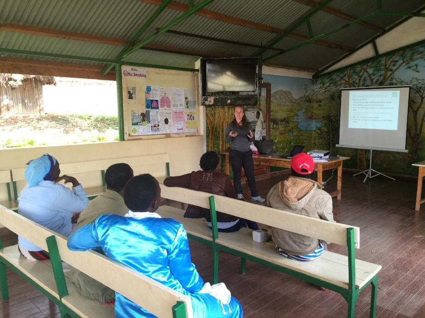Vanessa training community health workers on chronic disease