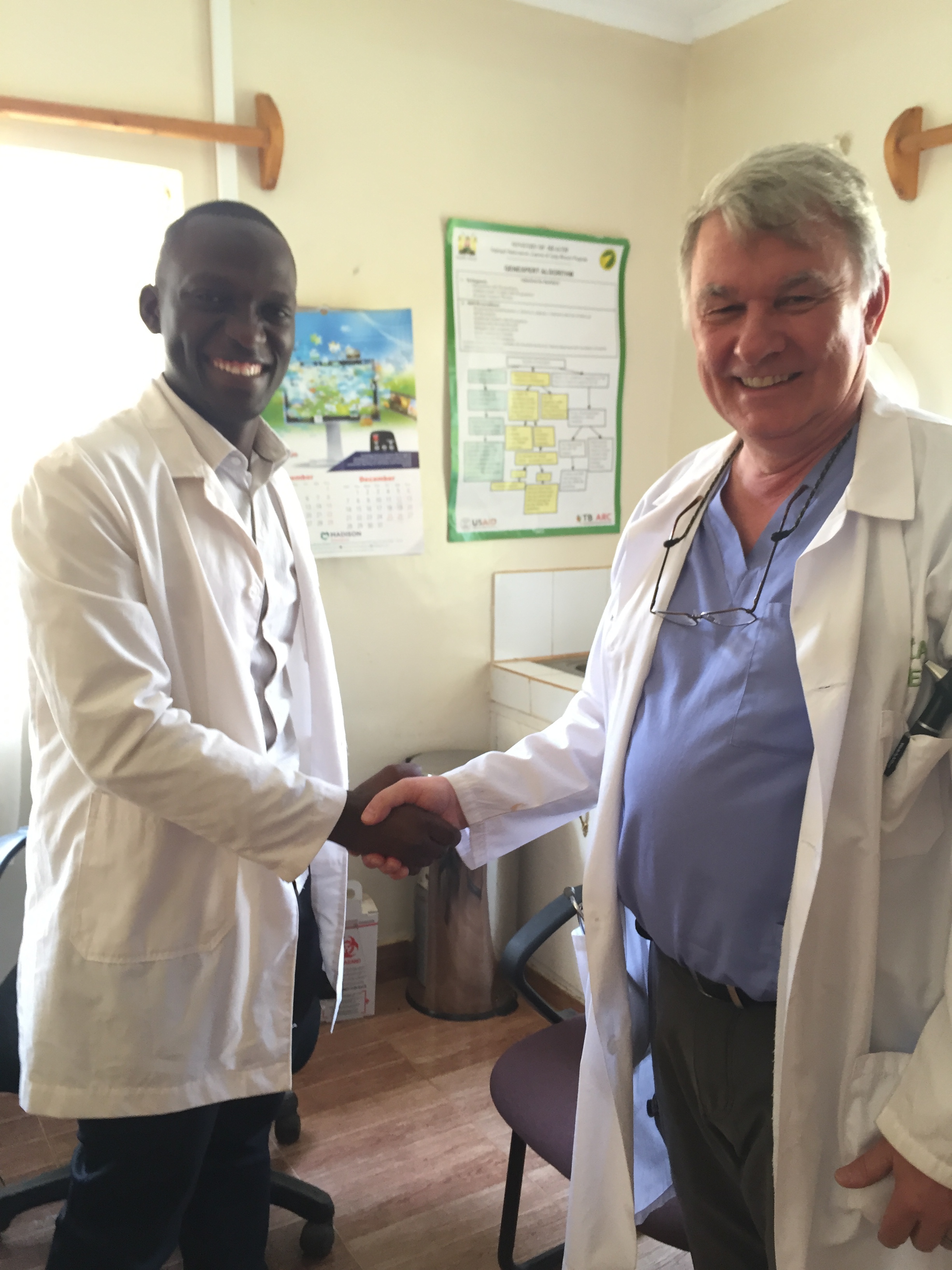 Dr. Ed and Hagai saying goodbye to each other. They had been partners all week and Hagai would be staying behind manning the clinic while we went to the outreach. 