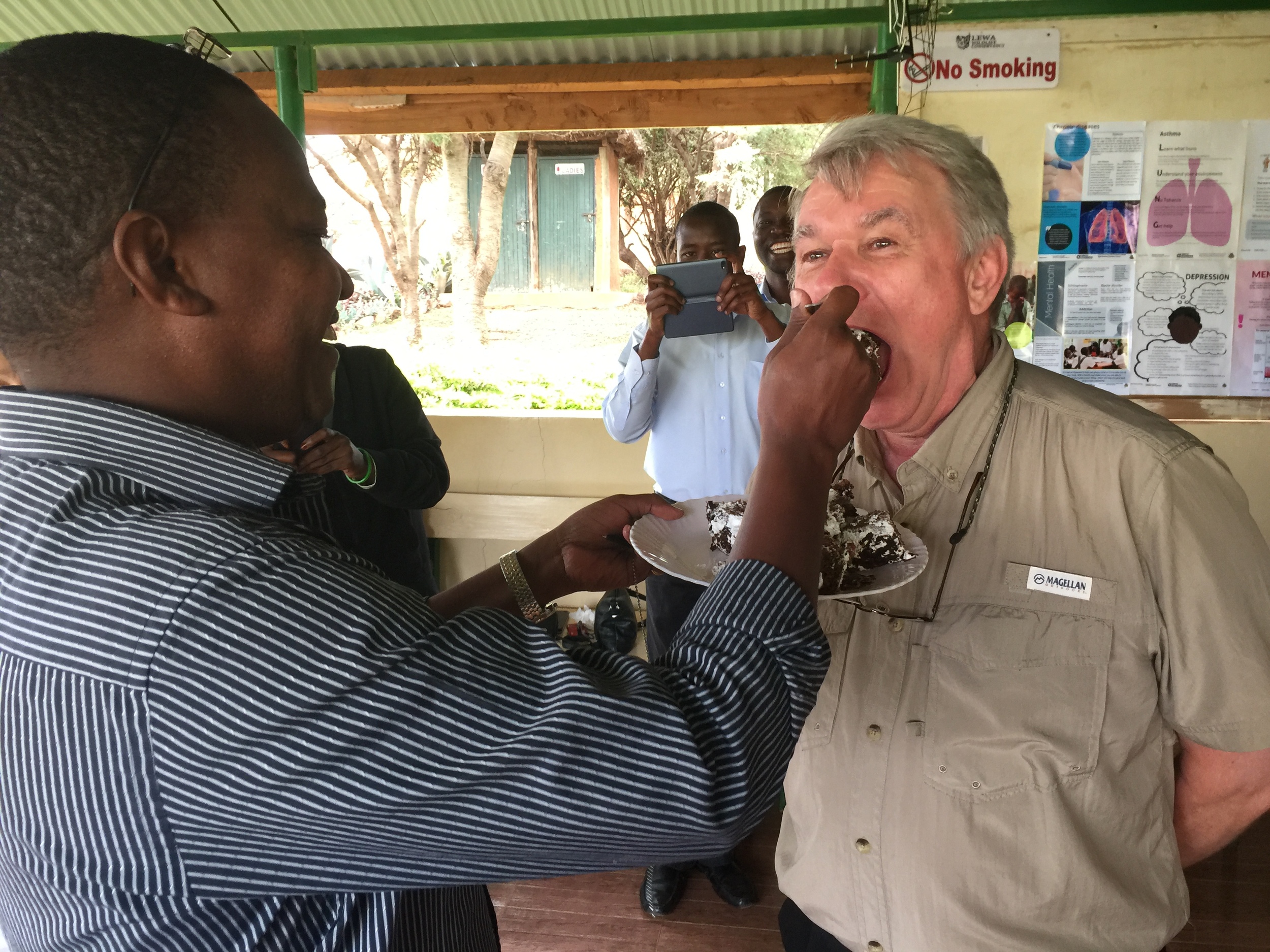 Dr. Ed being fed by Ezekiel 