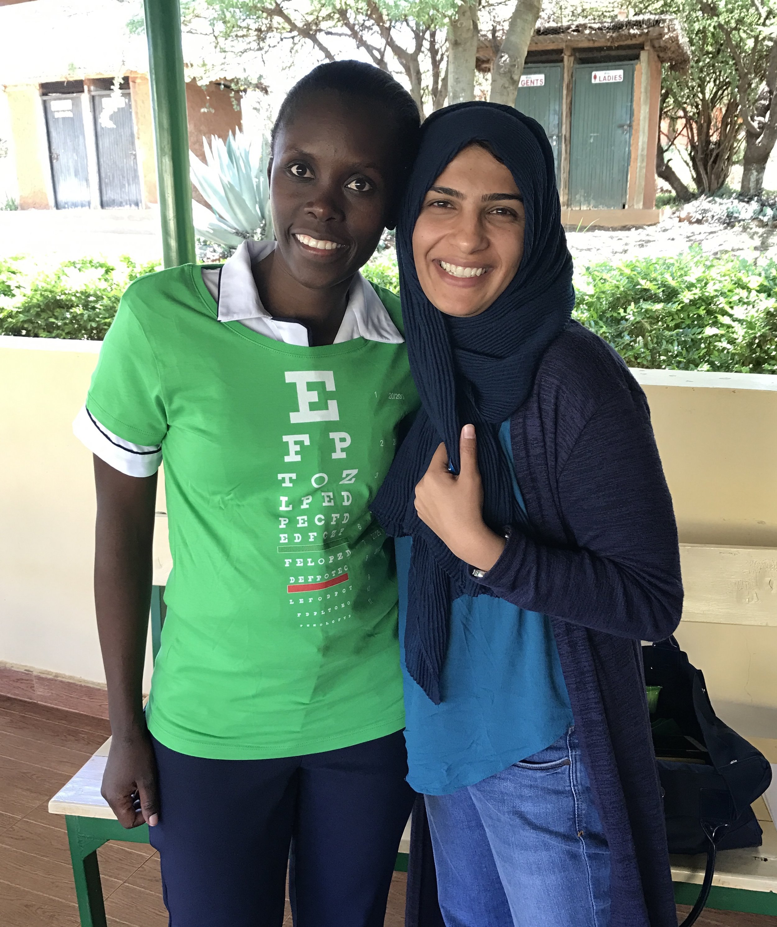 Dr. Sidiqa and Lydia (wearing an "eye chart" t-shirt we gave to her).
