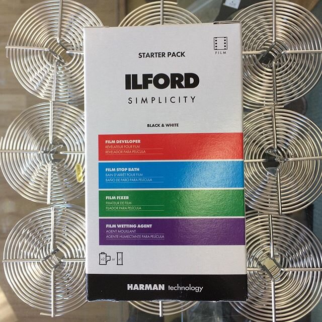 Just in stock from Ilford Black and White chemistry starter kit. Enough chemicals to do a few rolls of film. $16.95 #ilford #ilfordfilm #homedarkroom #harmantechnology