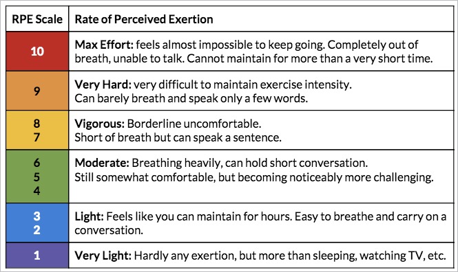 Cardiovascular Effort RPE Scale,