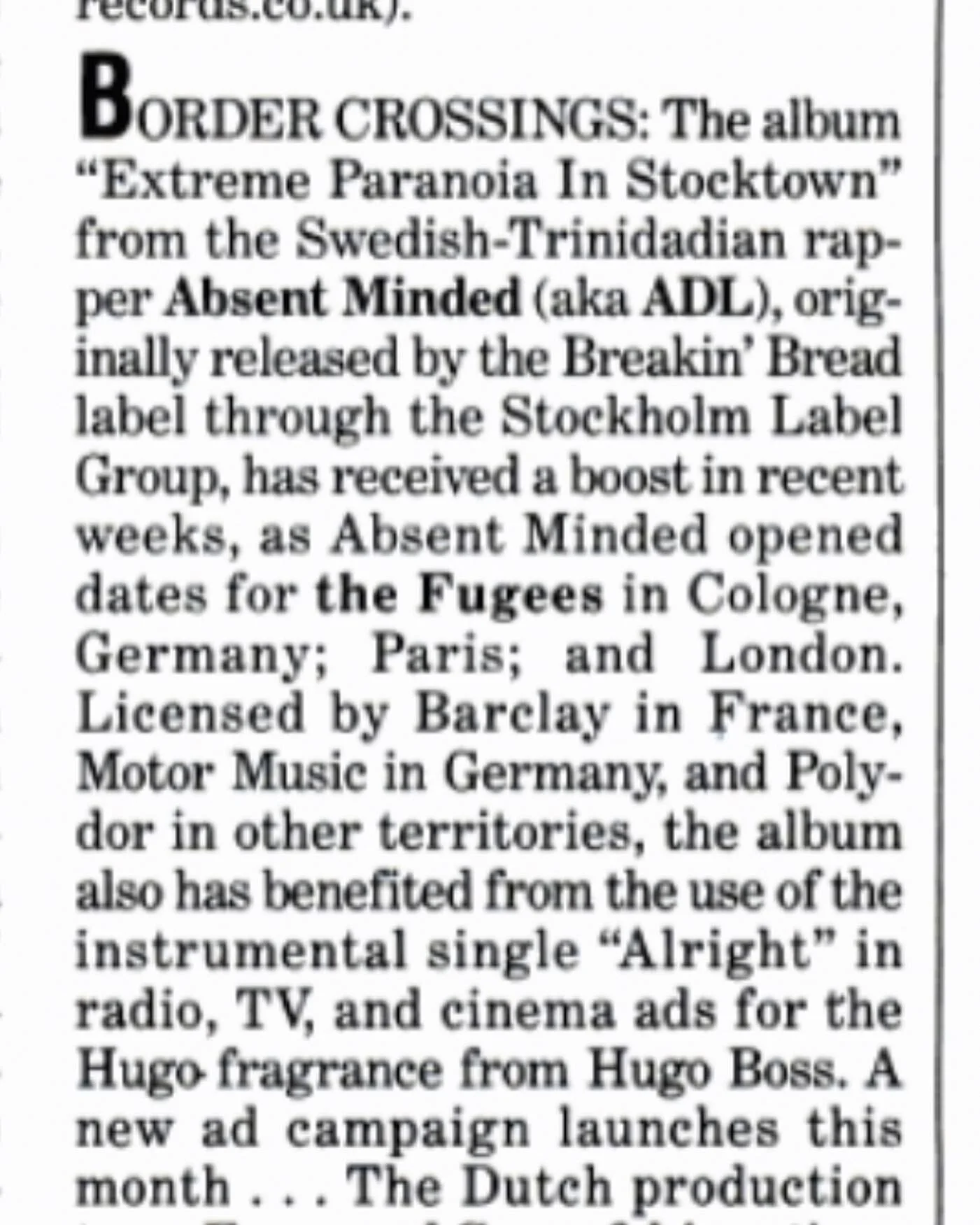 Billboard Magazine showed luv to Breaking Bread &amp; Co and highlights Swedish Music #billboard #breakinbread #gordoncyrus #absentminded #ADL #whale #sweden #history