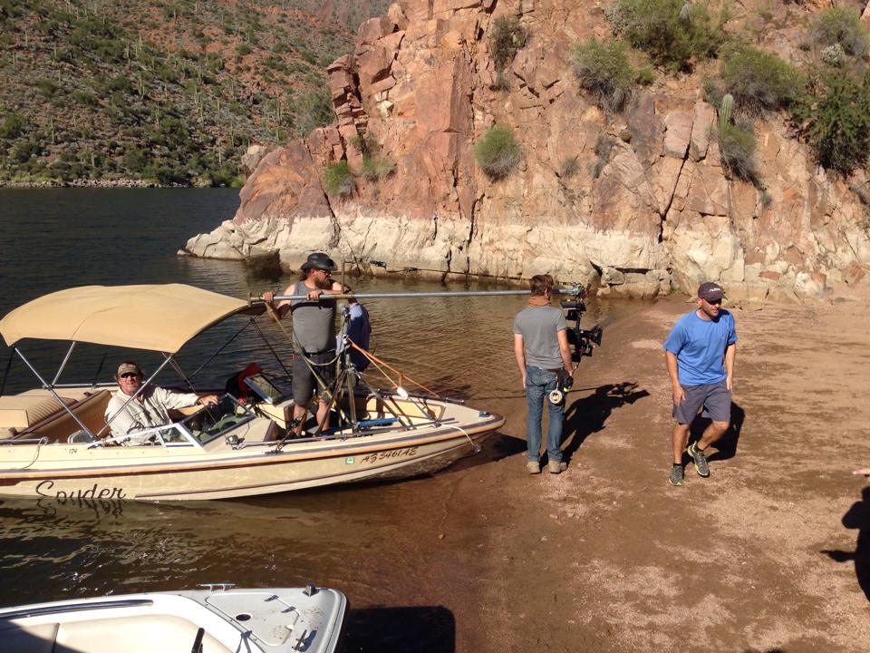 Red Dragon (Kowa 40mm Anamorphic) on the DJI Ronin rigged onto speed-rail 3 ft off the noise of a speed boat. Reloading and swapping out RedBricks was a bitch to say the least