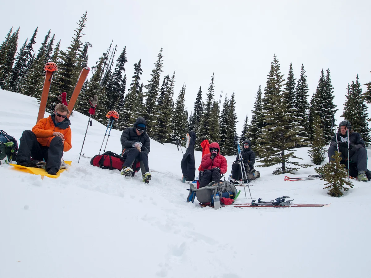 The crew snacking below the clouds. Photo Michal Rozworski