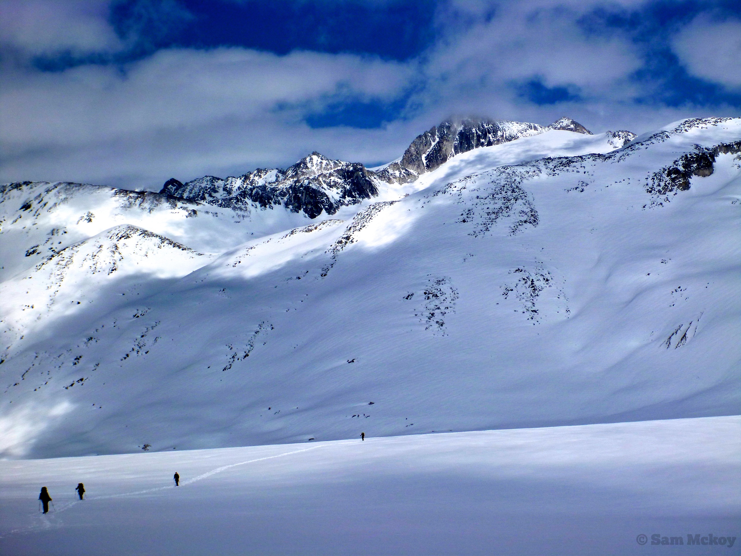 The group climbing up the Pebble glacier.