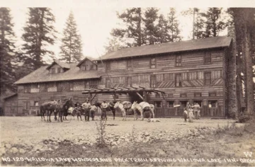David Earley's grandfather stands in the middle of the pack train, while his grandmother watches on the right.