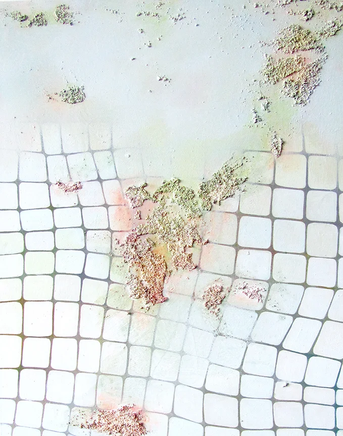 Bathroom Tile, 40 x 30 inches, acrylic and pumice on canvas