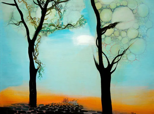 Two Trees, 24 x 30 inches, acrylic on canvas