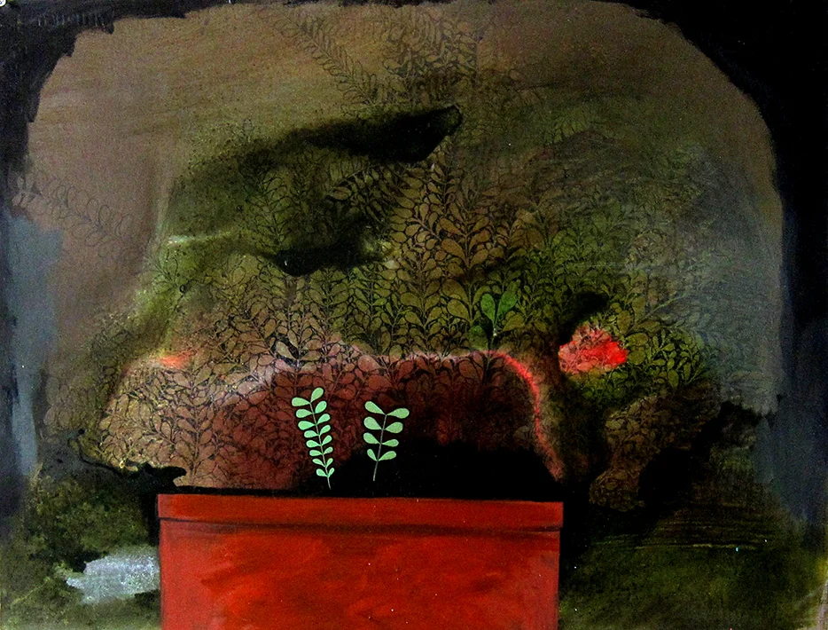 Potted Plant, 22 x 30 inches, acrylic on paper