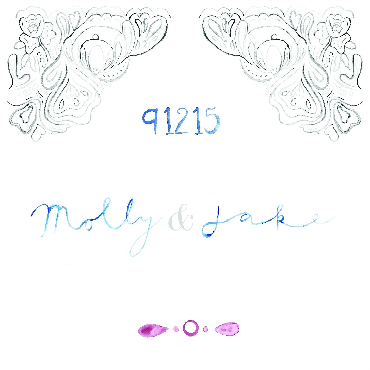 Wedding styled with intricate lace watercolor in their theme.