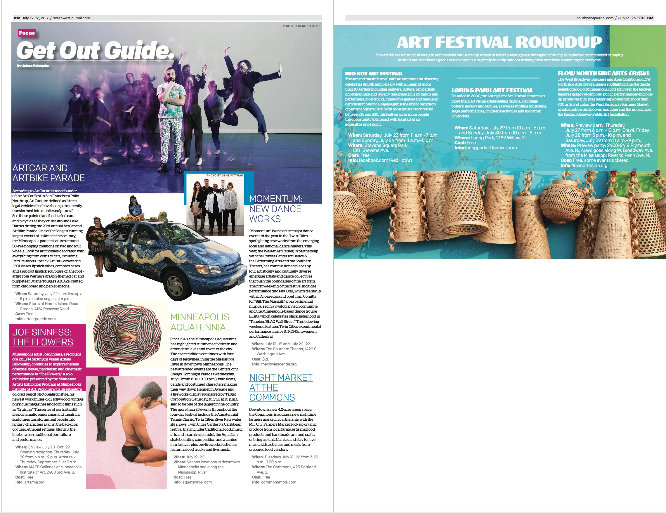 Newspaper spread design for the Southwest Journal .
