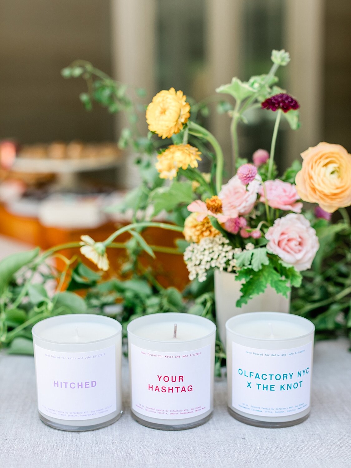custom wedding candles with Olfactory NYC