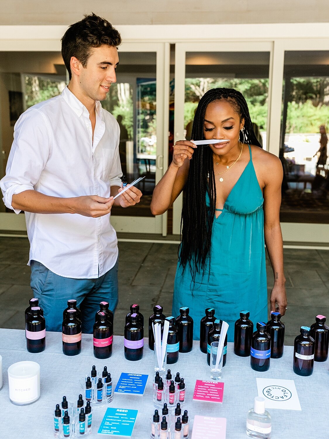 making custom candles with Olfactory NYC at The Knot Registry House event with Bachelorette star Rachel Lindsay
