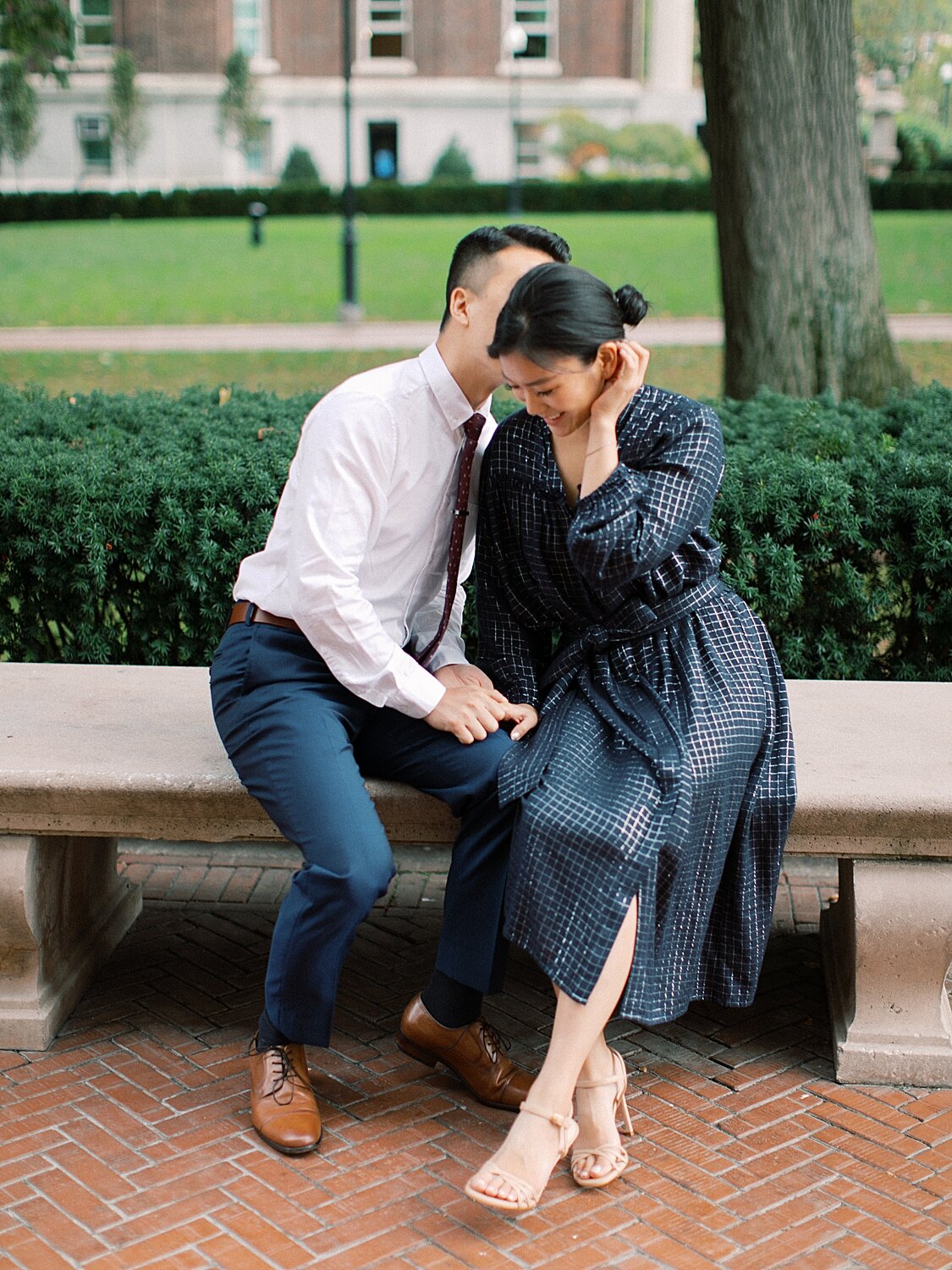 couple poses at Columbia with Asher Gardner Photography