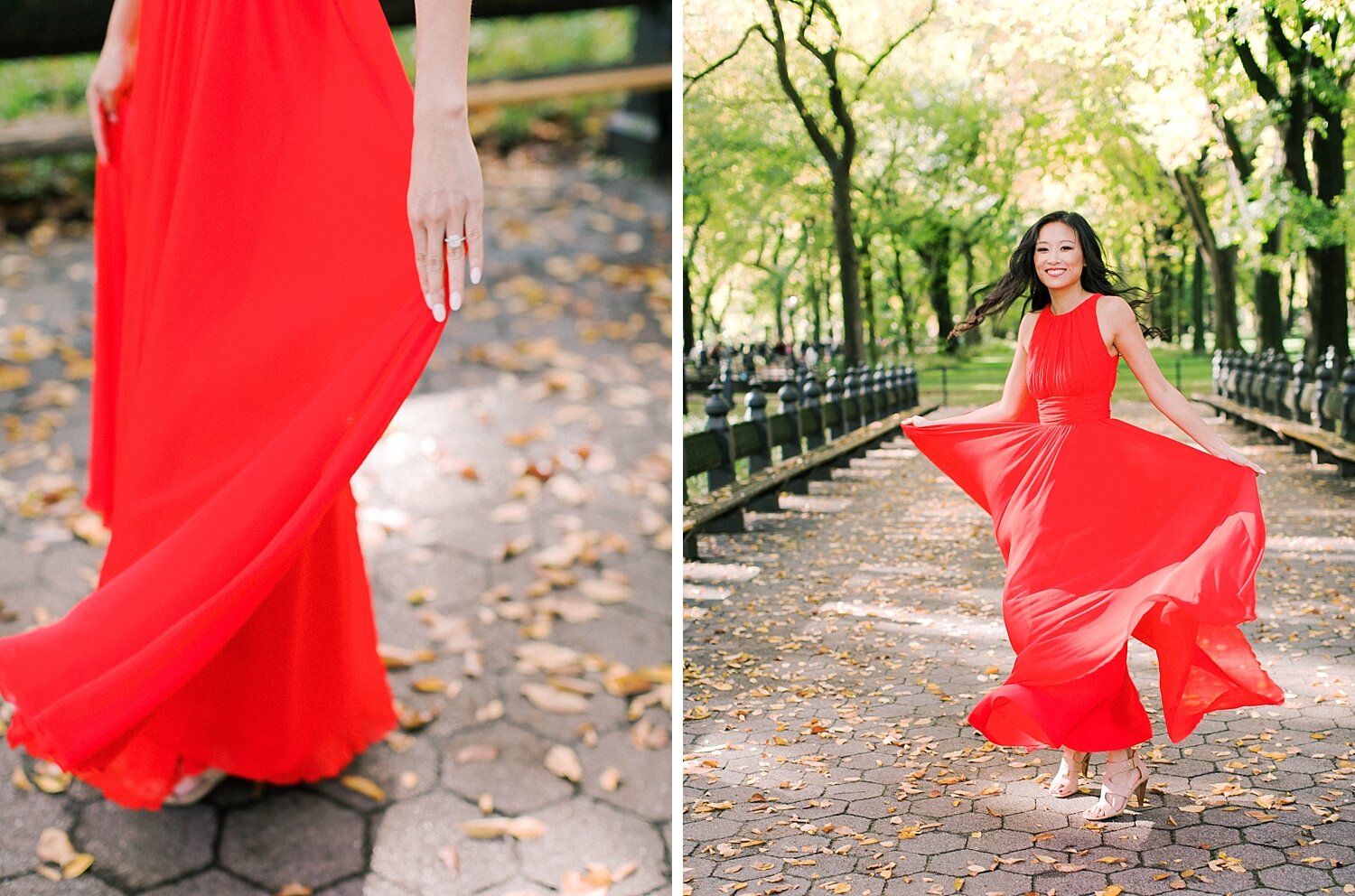engagement session in red dress with Asher Gardner Photography