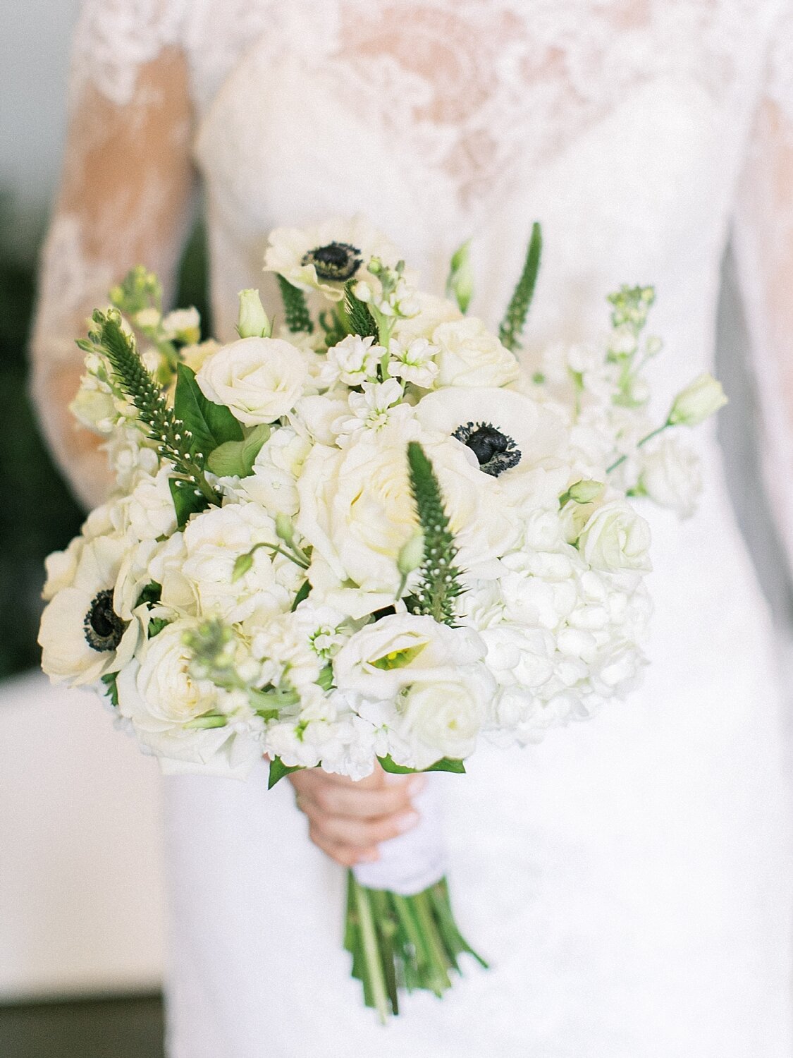 bridal bouquet with anemones by Kim Jon Designs