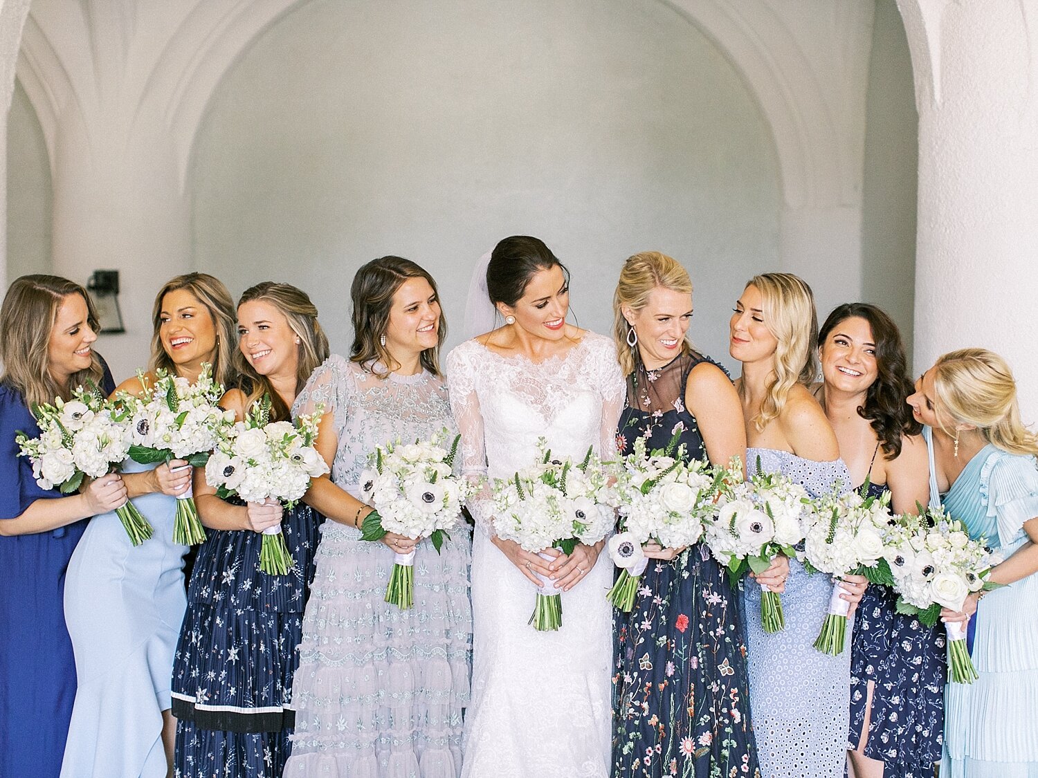 bridesmaids in mismatched dresses photographed by Asher Gardner Photography