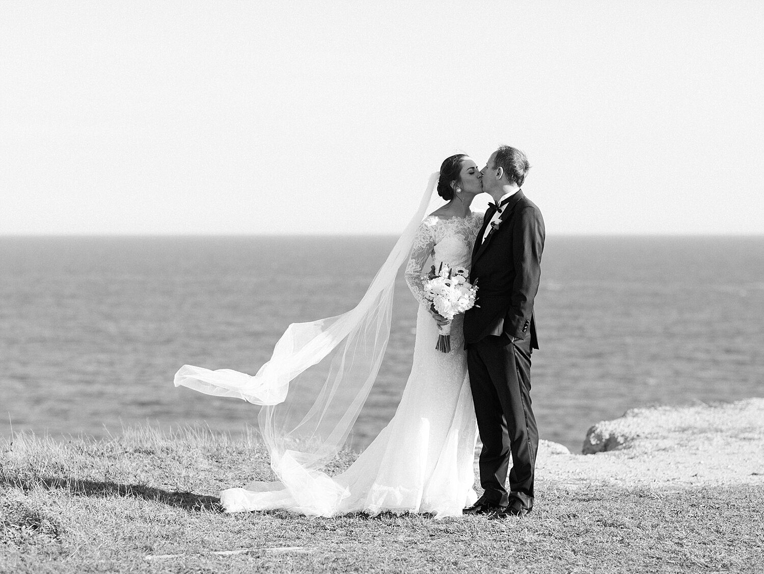 classic wedding portrait on the beach with Asher Gardner Photography