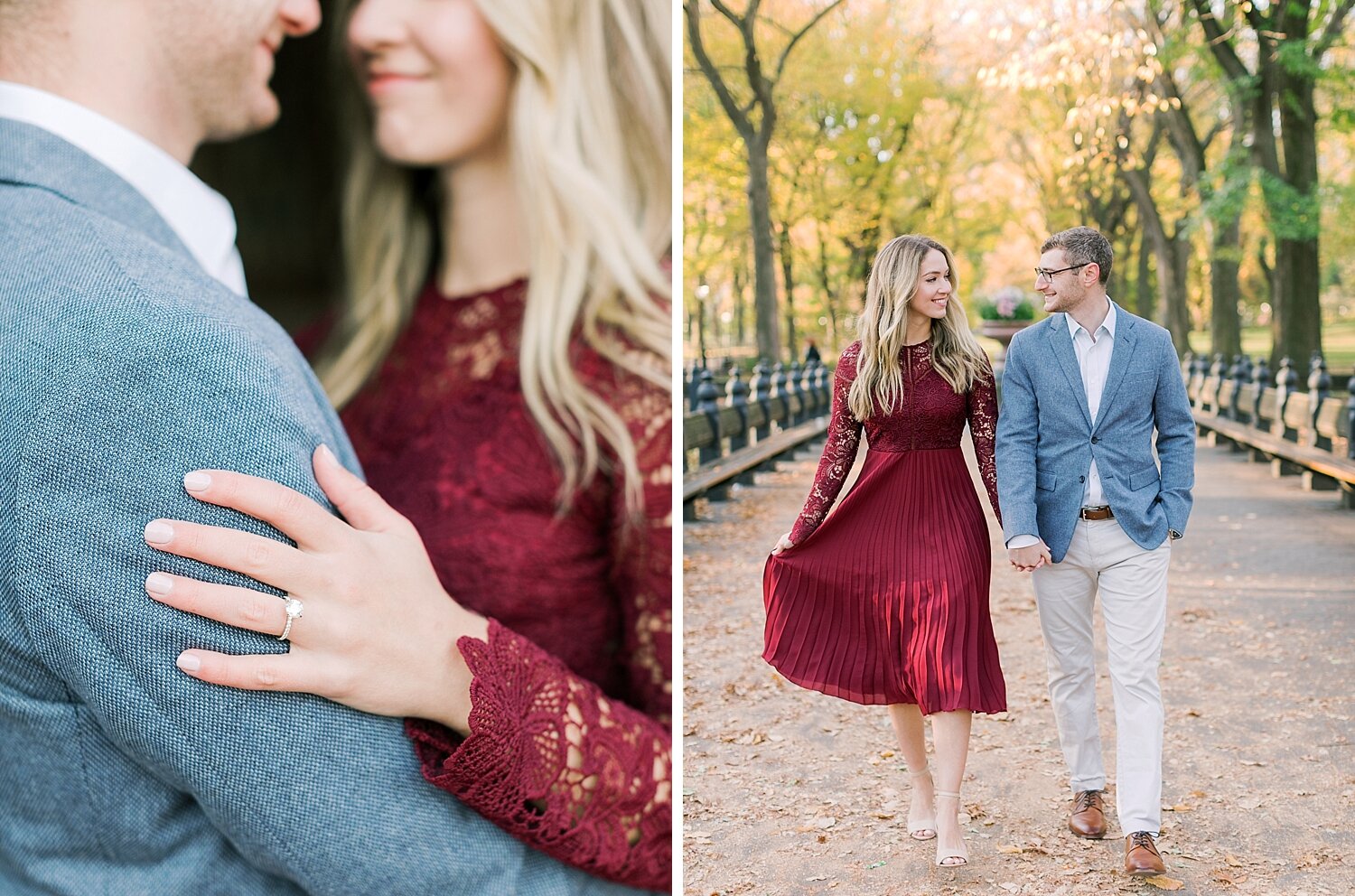 fall engagement session in Central Park with Asher Gardner Photography