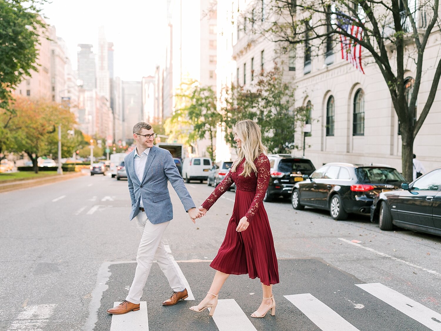 engagement photos on streets of NYC with Asher Gardner Photography