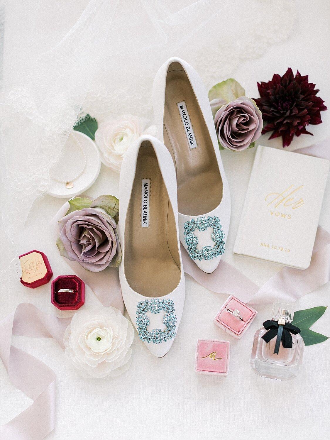 bride's Manolo Blahnik wedding shoes photographed by Asher Gardner Photography