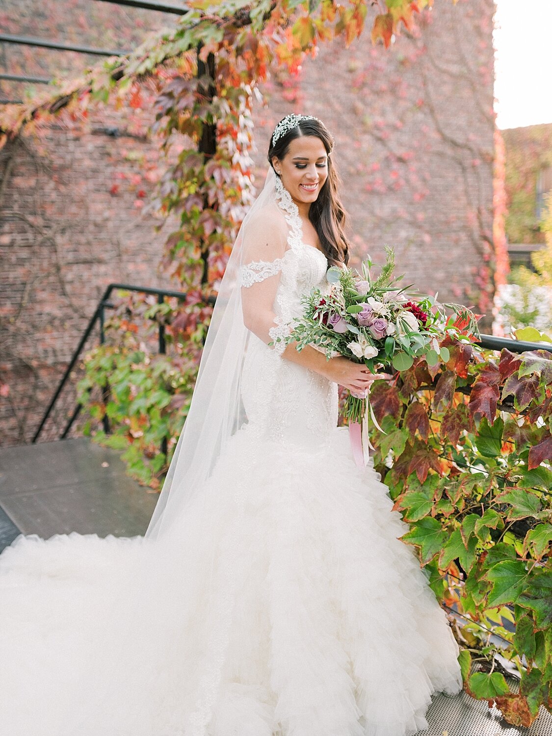 classic fall bridal portrait in NYC photographed by Asher Gardner Photography