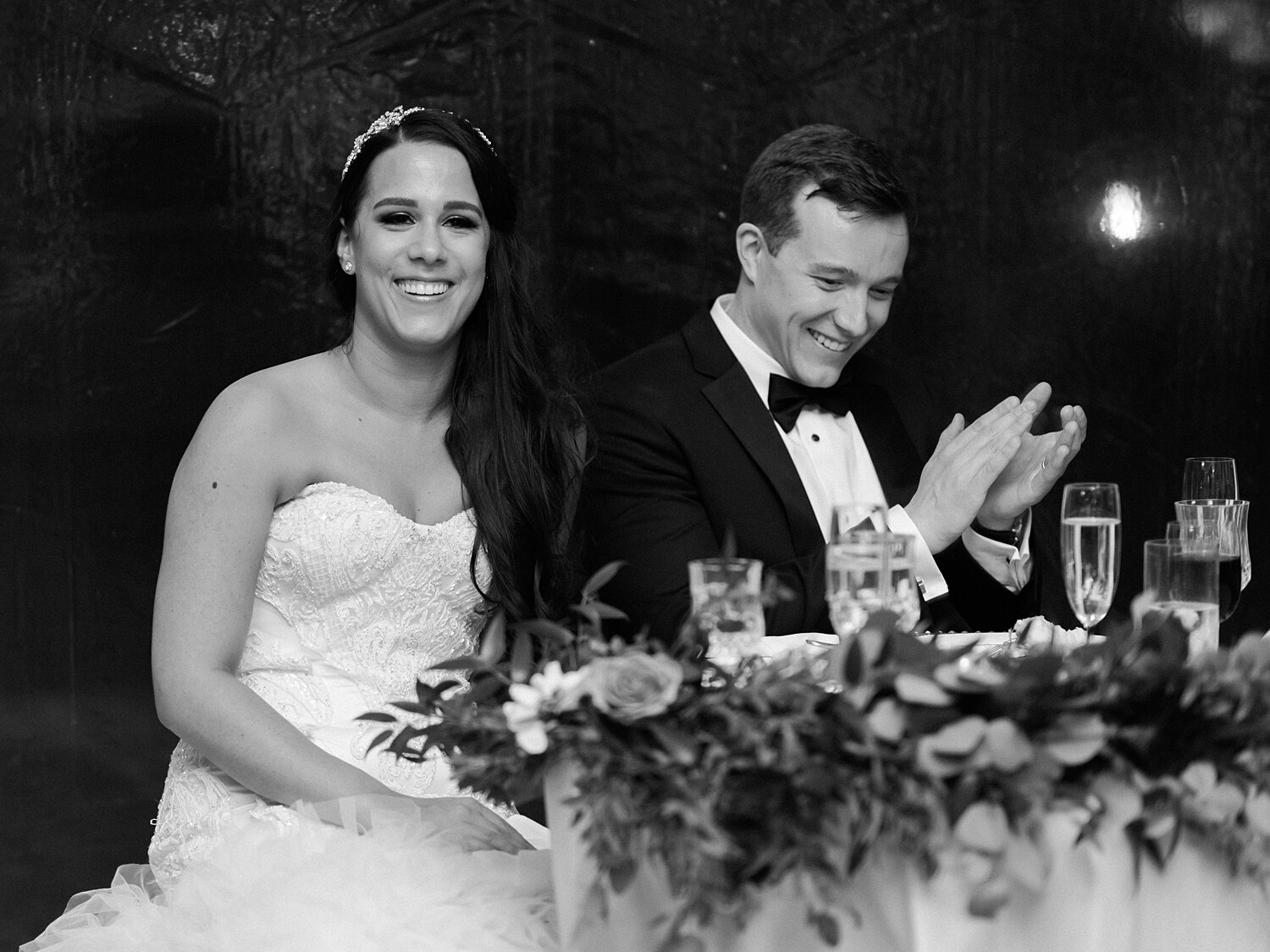bride and groom enjoy toasts