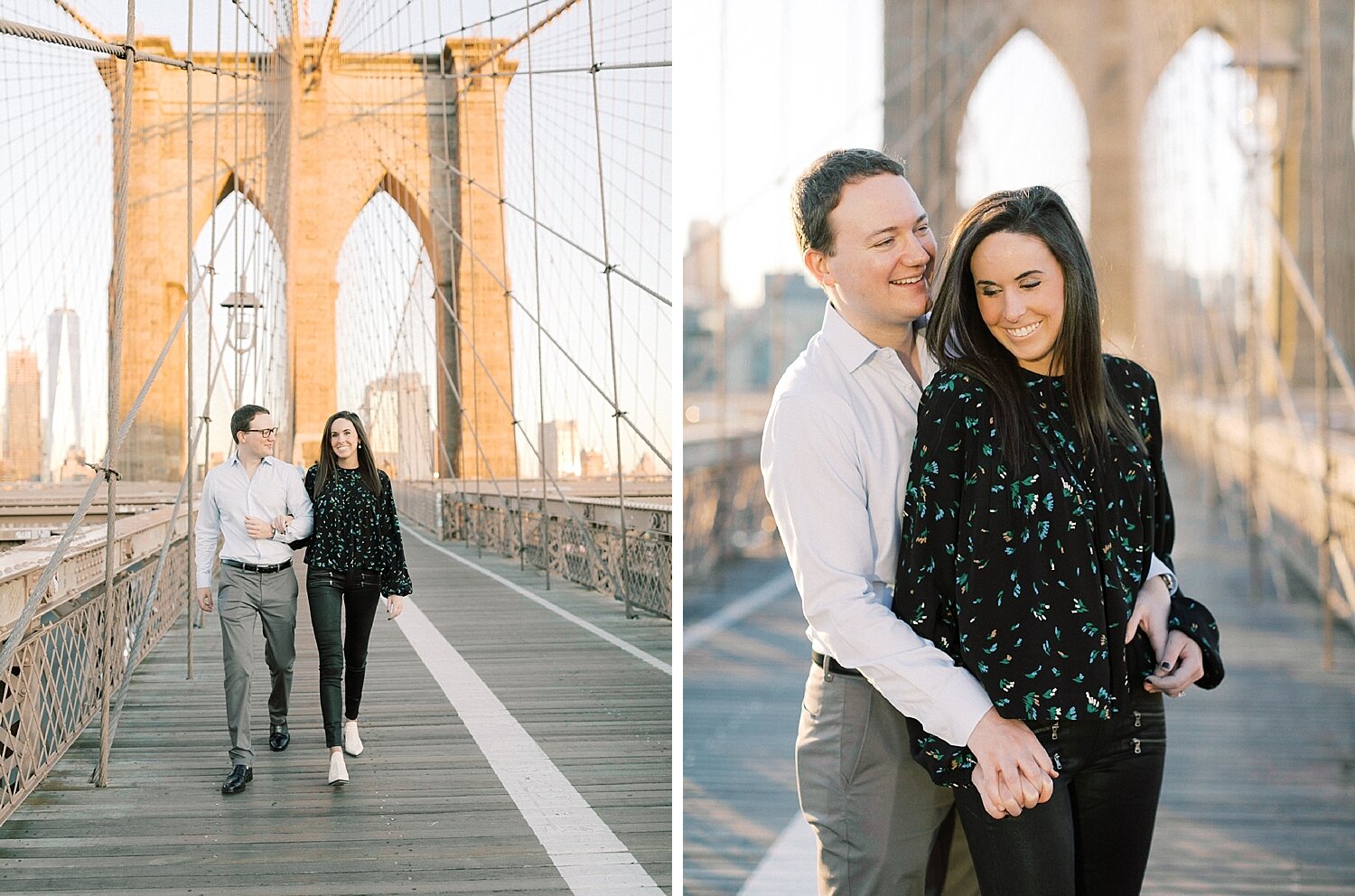 Brooklyn Bridge engagement session photographed by NYC wedding photographer Asher Gardner Photography