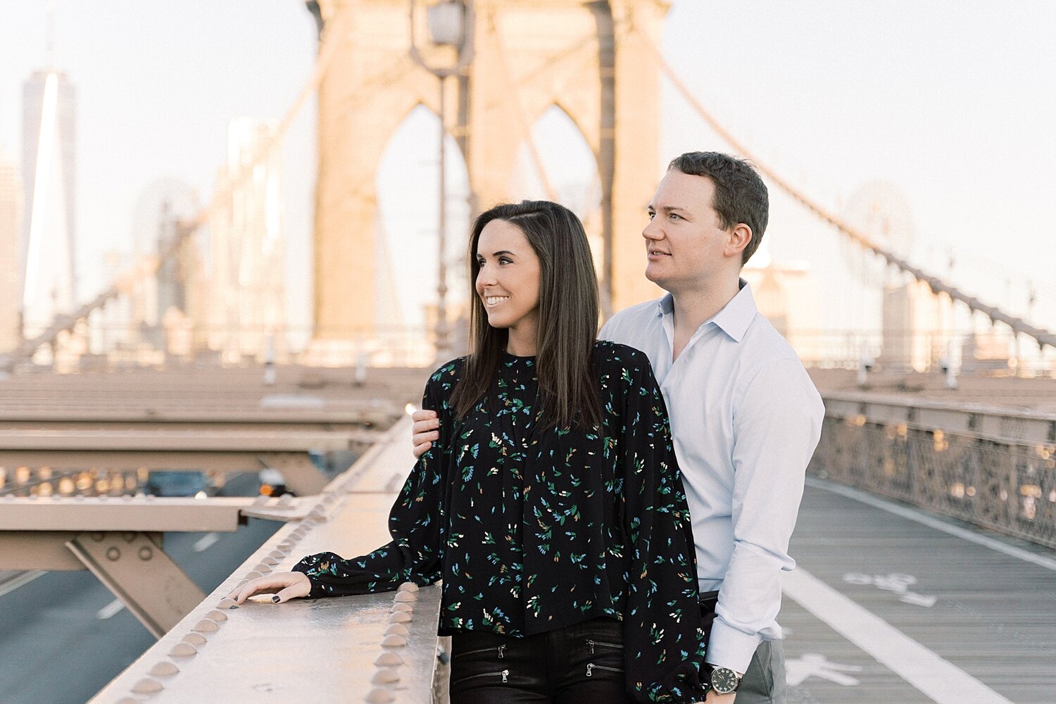engagement portraits on Brooklyn Bridge with Asher Gardner Photography