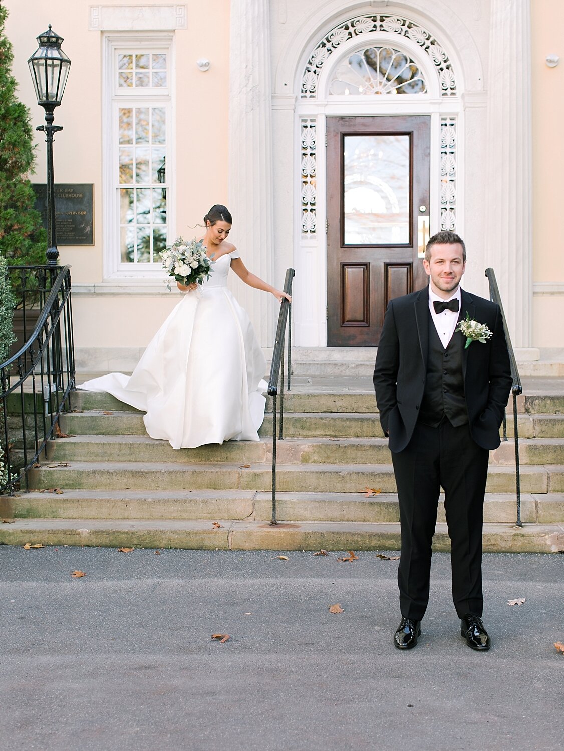 Mansion at Oyster Bay wedding day first look photographed by Asher Gardner Photography