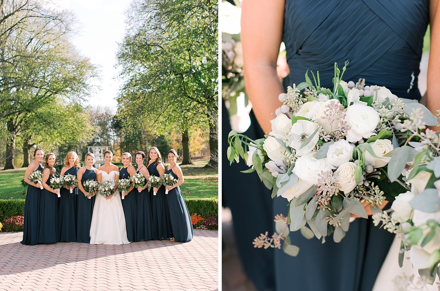 white and green wedding bouquets photographed by Asher Gardner Photography