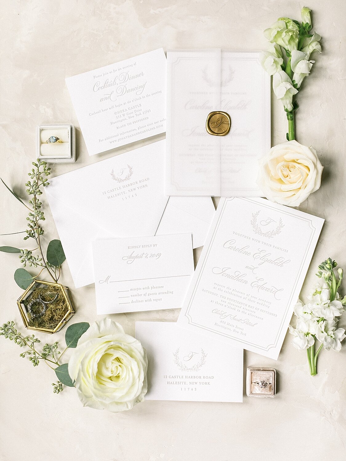 classic wedding stationery for New York wedding with Asher Gardner Photography