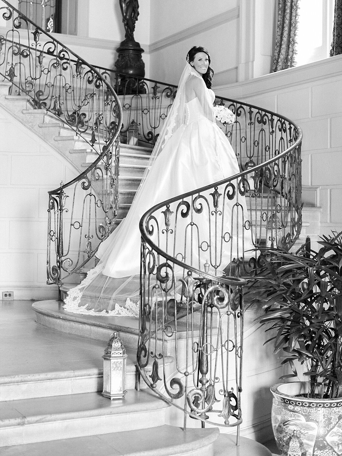bridal portraits in Oheka Castle by New York wedding photographer Asher Gardner Photography